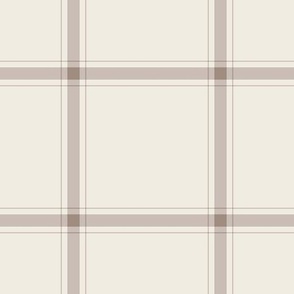 small scale // simple plaid stripes - creamy white_ silver rust blush - minimalist tartan