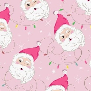 Pink Wink Santa with Christmas Lights