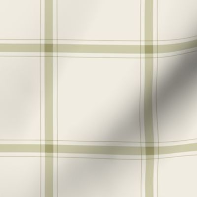 small scale // simple plaid stripes - creamy white_ thistle green - minimalist tartan