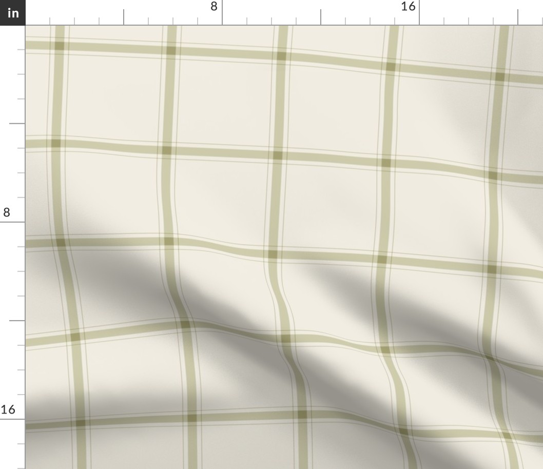small scale // simple plaid stripes - creamy white_ thistle green - minimalist tartan
