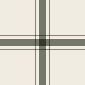medium scale // simple plaid stripes - creamy white_ limed ash green - minimalist tartan