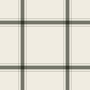 small scale // simple plaid stripes - creamy white_ limed ash green - minimalist tartan