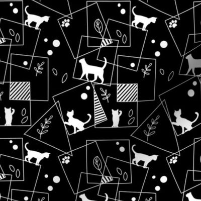 Small Scale Monochrome Cats in Black