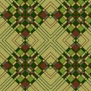 Prairie School Tile in Avocado Greens and Browns