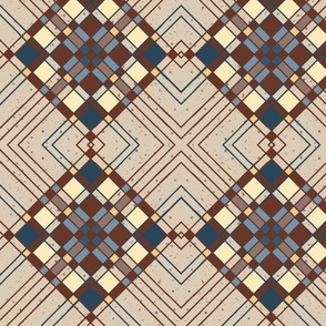 Prairie School Tile in Blue, Browns, and Yellows