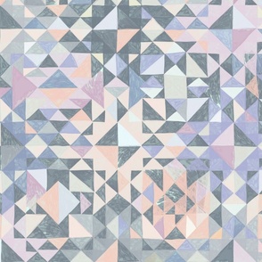 Abstract checker pastel crystalline Diamond facets hand drawn texture 24"