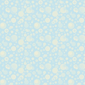SMALL - Bubbles of various sizes with blurry edges inspired by sun flares - Baby Blue Cornsilk Yellow 