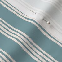 Vertical Imperfect Pinstripe Wallpaper in Teal Green and White