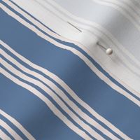 Vertical Imperfect Pinstripe Wallpaper in Denim Blue and White