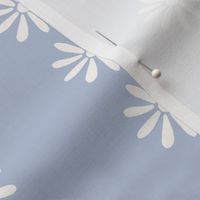 Sweet Daisy Vertical Floral Stripe in Light Blue and White