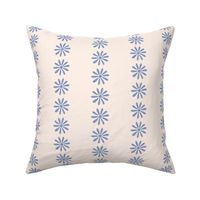 Sweet Daisy Vertical Floral Stripe in Light Denim Blue and Cream