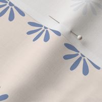 Sweet Daisy Vertical Floral Stripe in Light Denim Blue and Cream