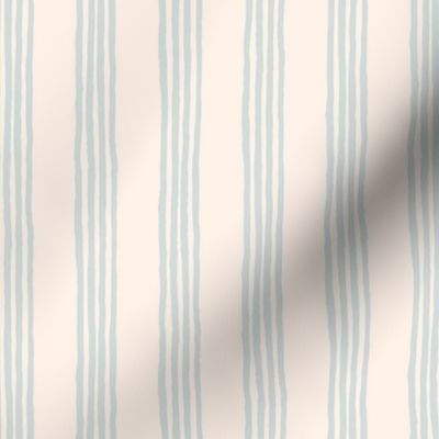 Vertical Imperfect Pinstripe Wallpaper in Pale Sea Foam Green and White