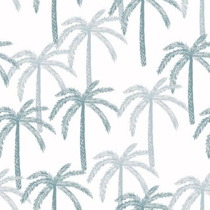 Palm Trees in Light Green and Muted Teal