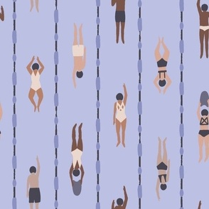 Lap Swimmers in Swimming Pool in Muted Colors