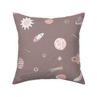 Outer Space Dreams Wallpaper in Taupe Warm Gray