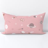 Outer Space Dreams Cosmic Galaxy in Light Rose Pink