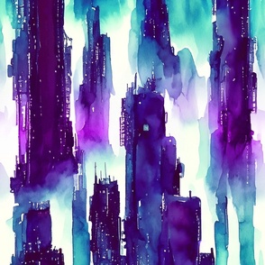 skyscraper infinty - watercolor cityscape