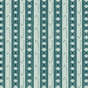 mini // Candy Cane Scalloped Stripes Deep Teal and Mint  // 2"