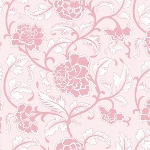 Asian Peonies in Cameo Pink Monochrome - Coordinate