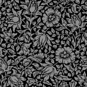 1879 "Mallow" by William Morris in Silver on Black