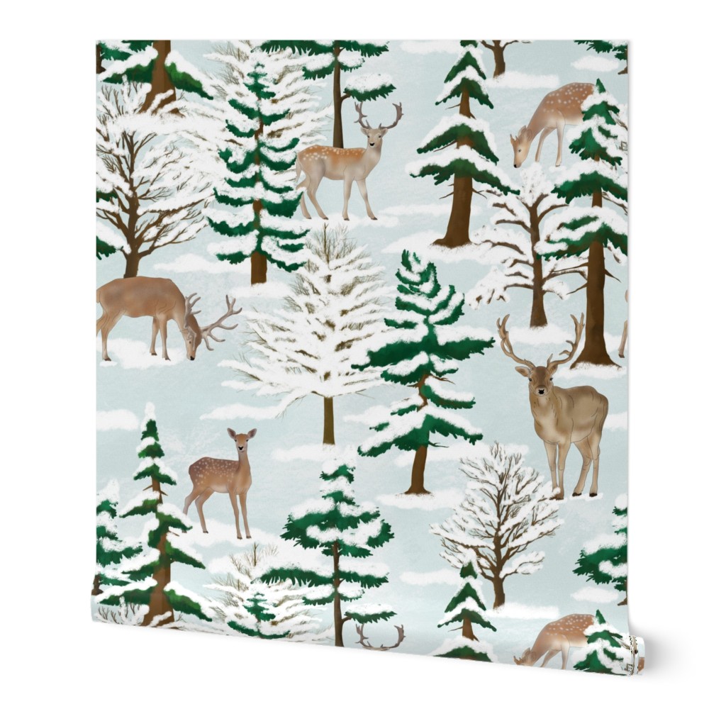Deers in Winter Snow