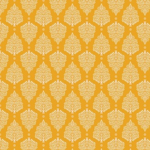 ornate trees-block print-gold yellow-small scale