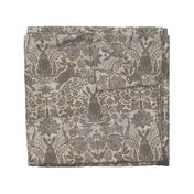 Modern damask/Year of the Rabbit /Grey/inverted colors/textured