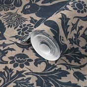 Modern damask/Year of the Rabbits/textured/Dark blue/rustic blue/inverted colors