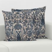 Modern damask/Year of the Rabbits/textured/Dark blue/rustic blue/inverted colors