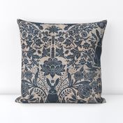 Modern damask/Year of the Rabbits/textured/Dark blue/rustic blue/inverted colors