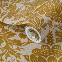 Modern damask/Year of the Rabbits /golden yellow/inverted colors/textured