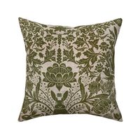 Modern damask/Year of the Rabbits /textured/Dark green/inverted colors