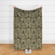 Modern damask/Year of the Rabbits /textured/Dark green/inverted colors