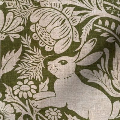 Modern damask/year of the rabbit/textured/Dark green 