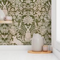 Modern damask/year of the rabbit/textured/Dark green 