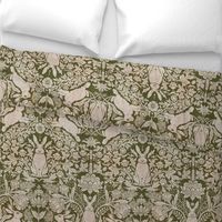 Modern damask/year of the rabbit/textured/Dark green 