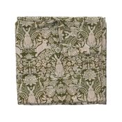 Modern damask/year of the rabbit/textured/Dark green 