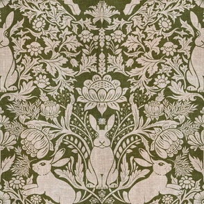 Modern damask/year of the rabbit/textured/Dark green 