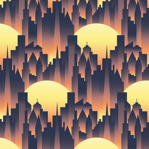 Apricity Art Deco winter cityscape