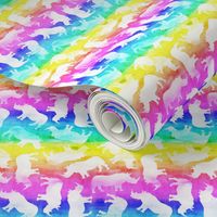Tiny Rainbow Stripe Watercolor Ditsy Rhinos