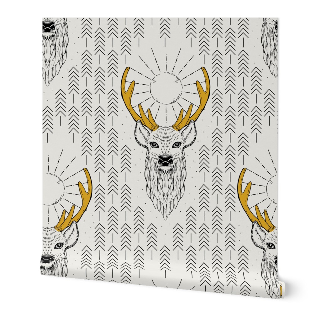 black forest stag with golden horns - deer spirit