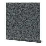 Abstract willow leaves in shades of sage green on a darker green - large scale