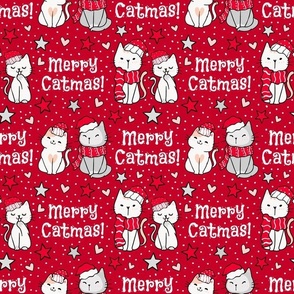 Bigger Scale Merry Catmas! Christmas Kittens on Red