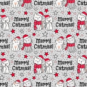 Bigger Scale Merry Catmas! Christmas Cats on Grey
