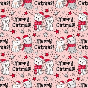 Bigger Scale Merry Catmas! Christmas Cats on Pink