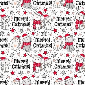 Bigger Scale Merry Catmas! Christmas Cats on White