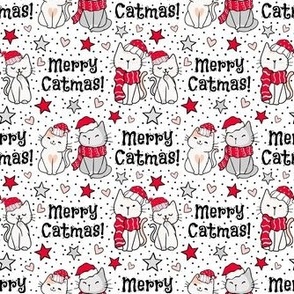 Smaller Scale Merry Catmas! Christmas Cats on White