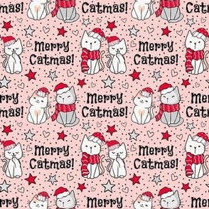 Smaller Scale Merry Catmas! Christmas Cats on Pink