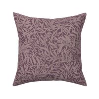 Abstract willow leaves in shades of mauve on burgundy / dark red - medium scale